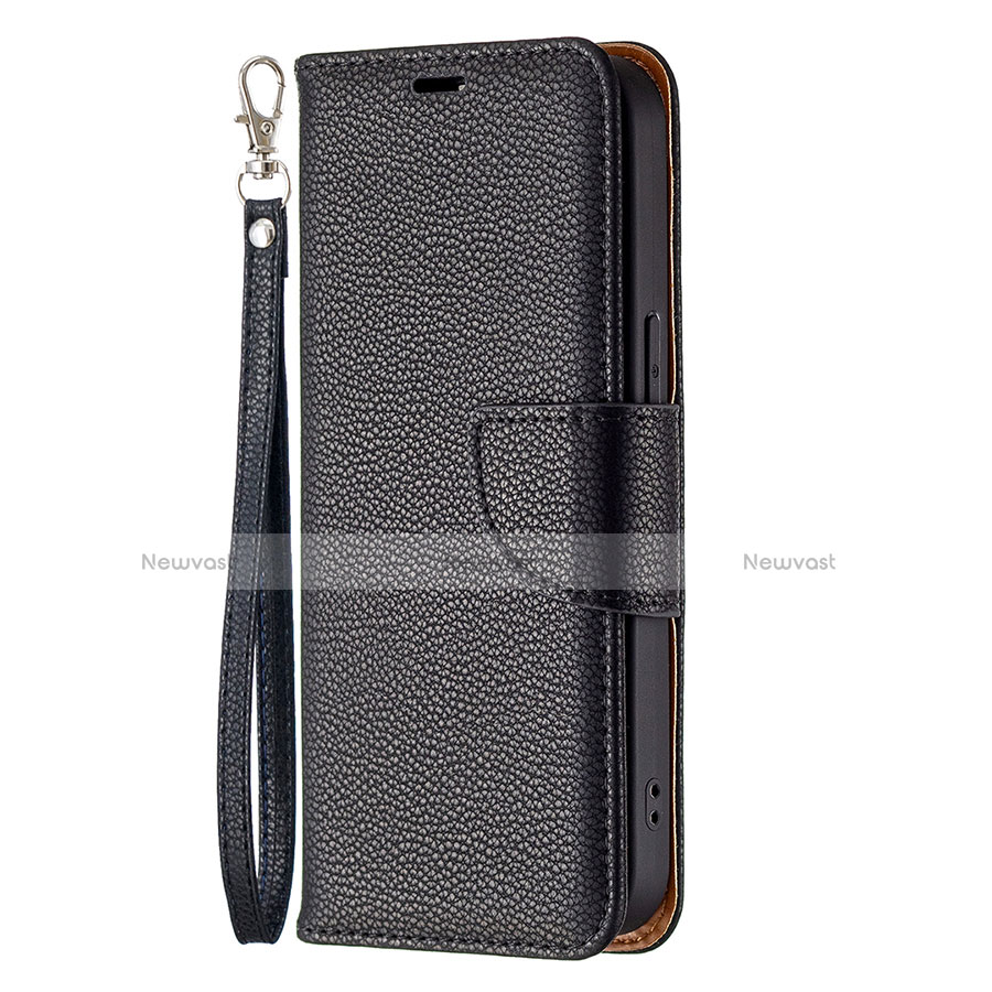 Leather Case Stands Flip Cover Holder for Apple iPhone 13 Pro Black