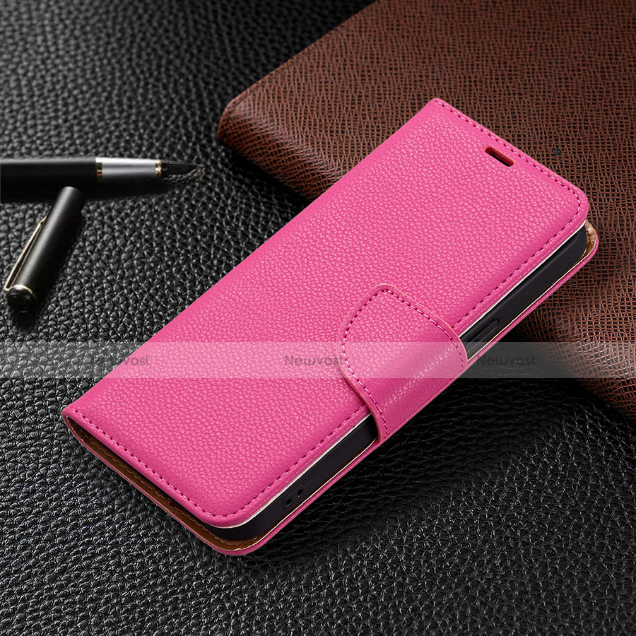 Leather Case Stands Flip Cover Holder for Apple iPhone 13 Pro Max Hot Pink