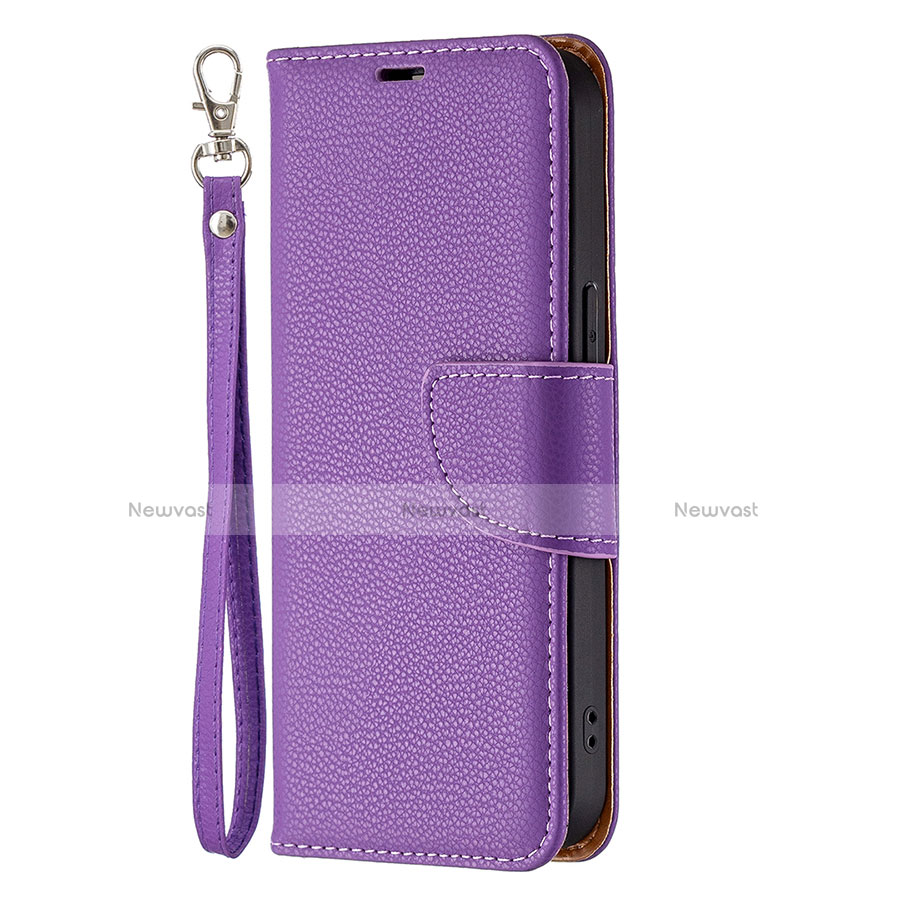 Leather Case Stands Flip Cover Holder for Apple iPhone 13 Pro Max Purple