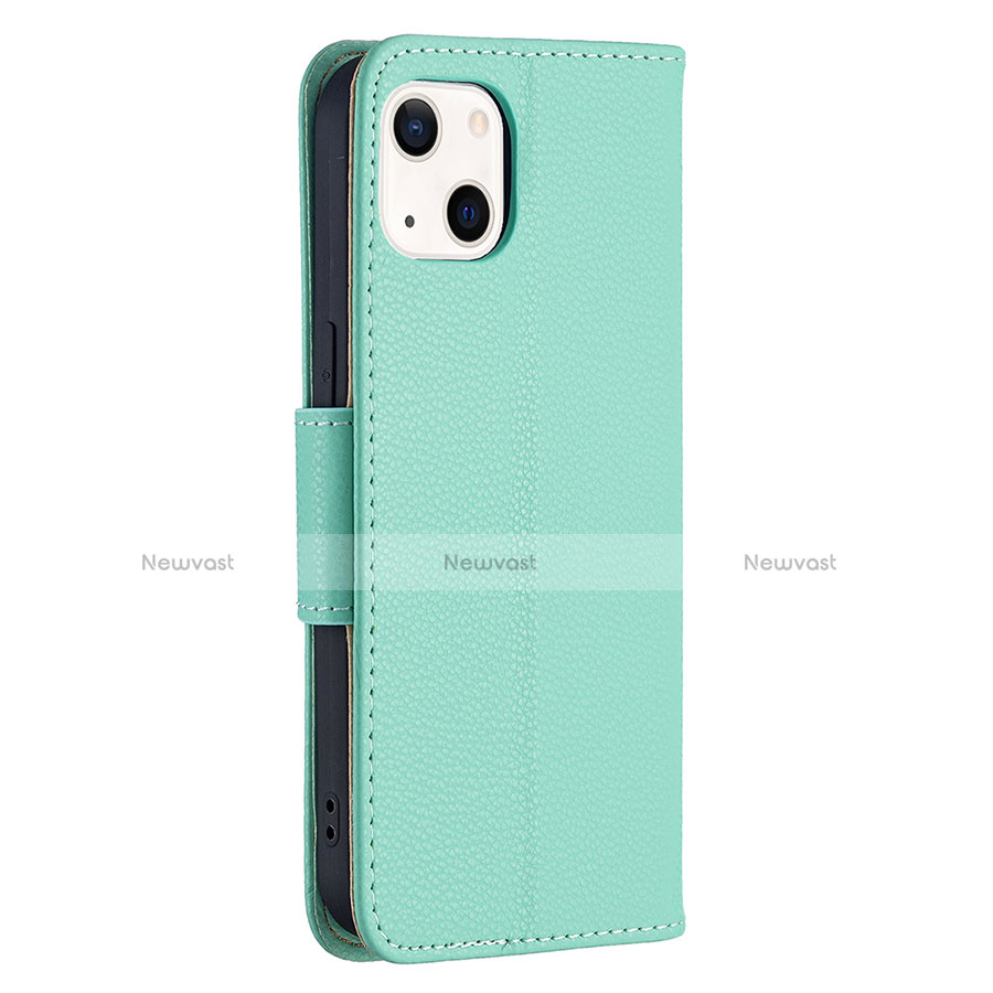 Leather Case Stands Flip Cover Holder for Apple iPhone 14 Cyan