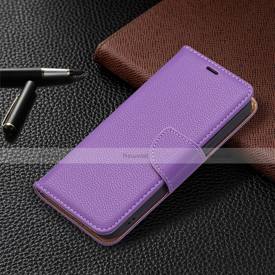 Leather Case Stands Flip Cover Holder for Apple iPhone 14 Plus Purple