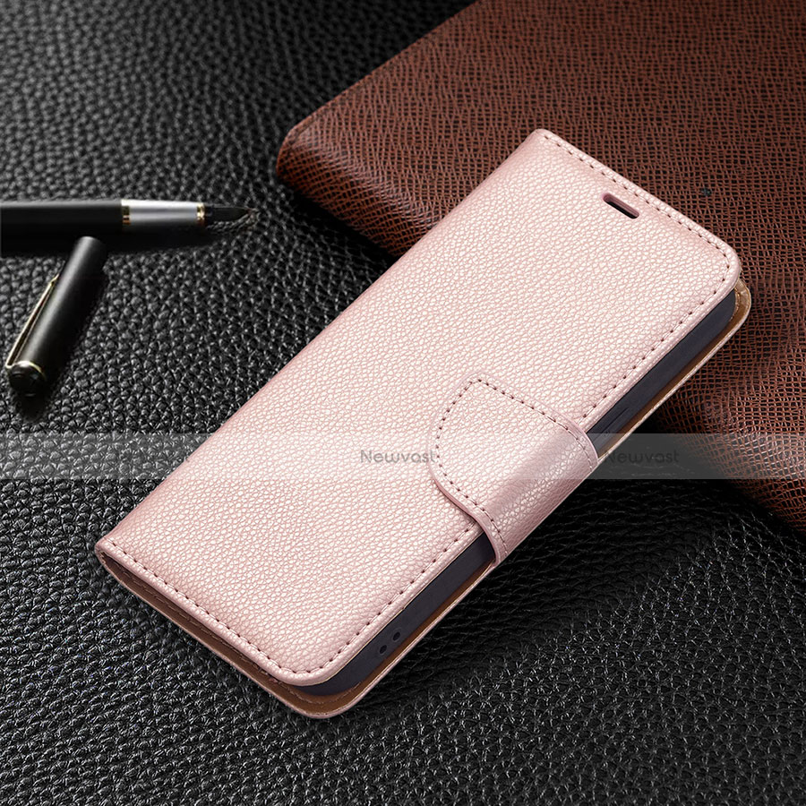 Leather Case Stands Flip Cover Holder for Apple iPhone 14 Plus Rose Gold