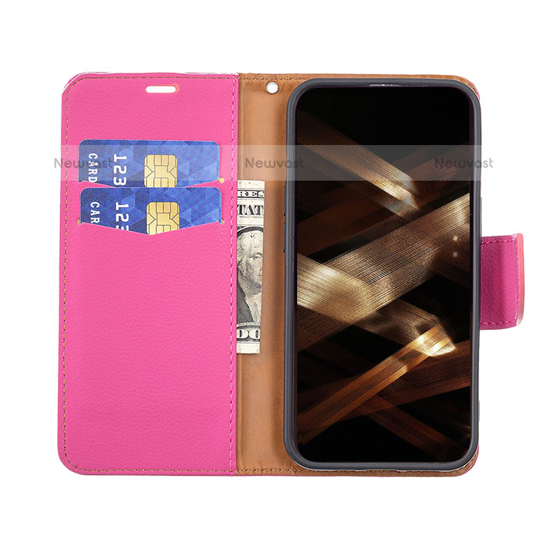 Leather Case Stands Flip Cover Holder for Apple iPhone 14 Pro Hot Pink