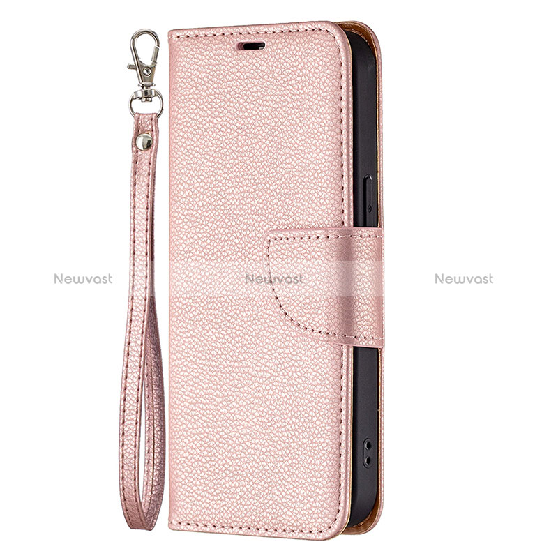 Leather Case Stands Flip Cover Holder for Apple iPhone 14 Pro Max Rose Gold