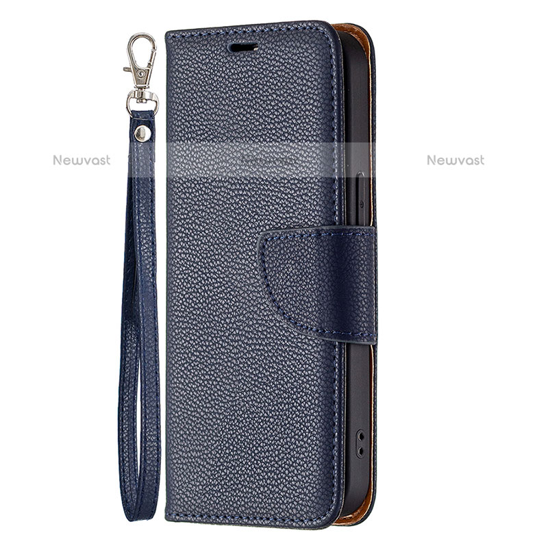 Leather Case Stands Flip Cover Holder for Apple iPhone 14 Pro Navy Blue