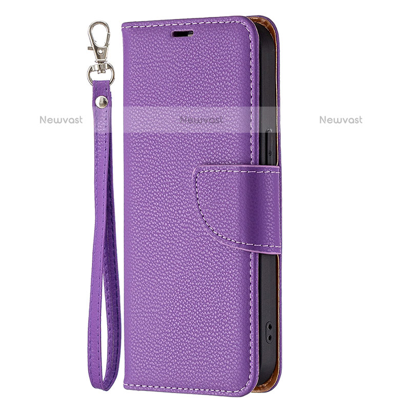 Leather Case Stands Flip Cover Holder for Apple iPhone 14 Pro Purple