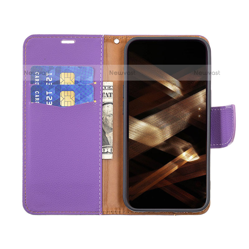 Leather Case Stands Flip Cover Holder for Apple iPhone 14 Pro Purple