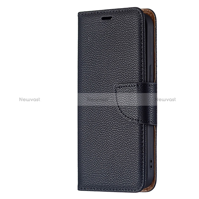 Leather Case Stands Flip Cover Holder for Apple iPhone 15 Black