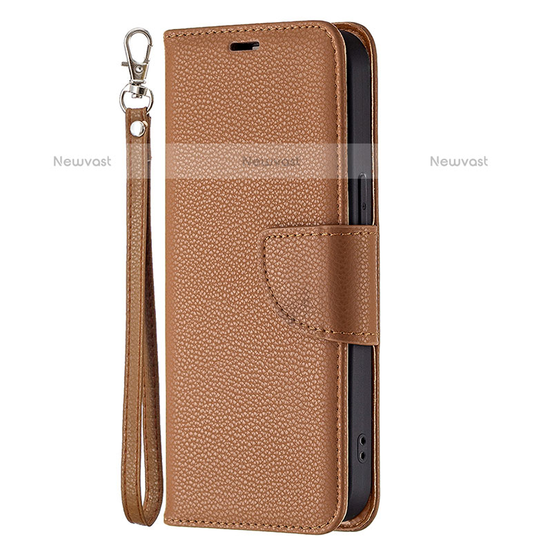 Leather Case Stands Flip Cover Holder for Apple iPhone 15 Pro Max Brown