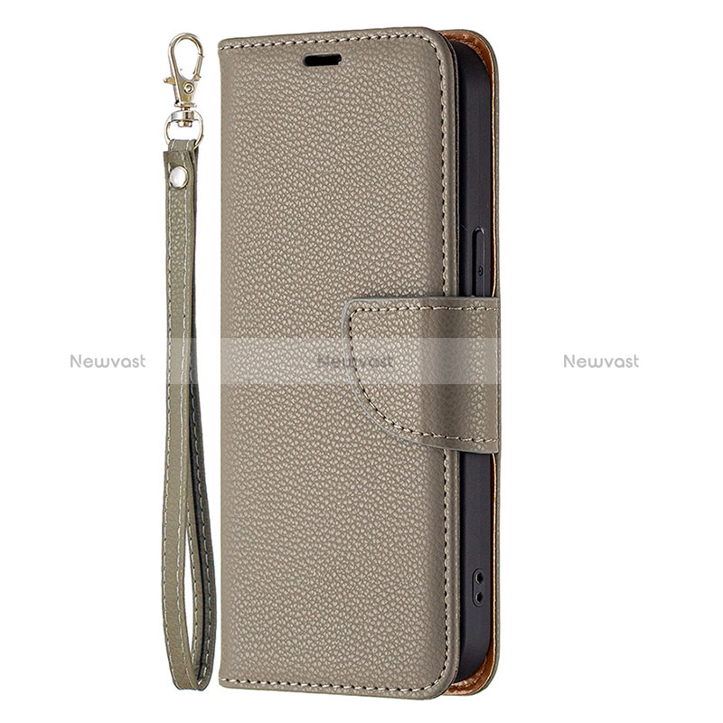 Leather Case Stands Flip Cover Holder for Apple iPhone 16 Pro Khaki