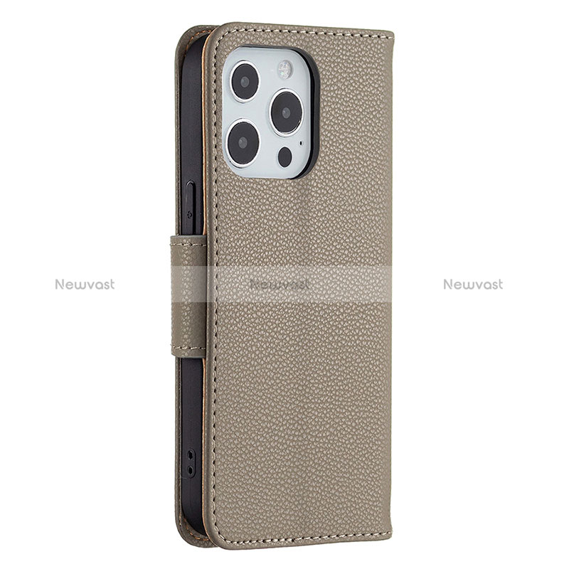 Leather Case Stands Flip Cover Holder for Apple iPhone 16 Pro Khaki