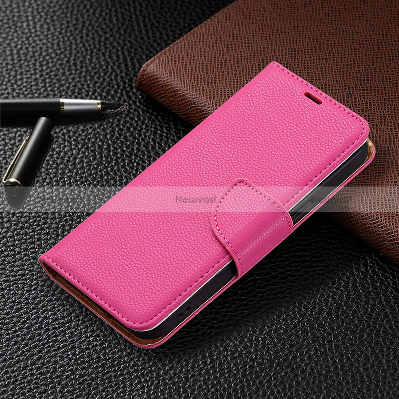 Leather Case Stands Flip Cover Holder for Apple iPhone 16 Pro Max Hot Pink