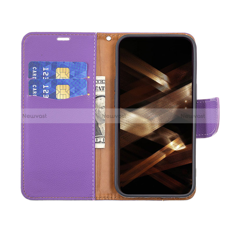 Leather Case Stands Flip Cover Holder for Apple iPhone 16 Pro Max Purple