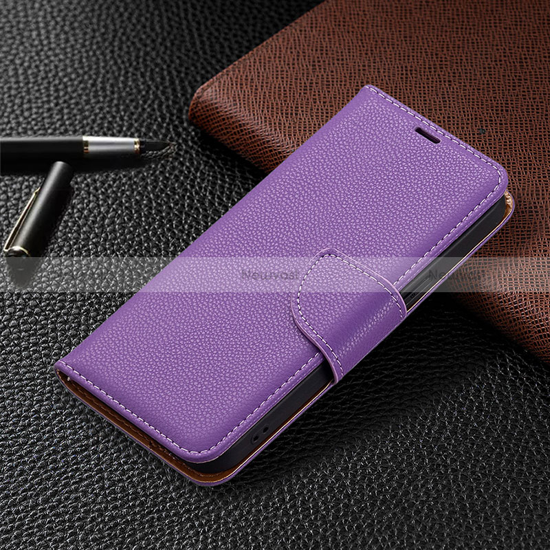 Leather Case Stands Flip Cover Holder for Apple iPhone 16 Pro Max Purple