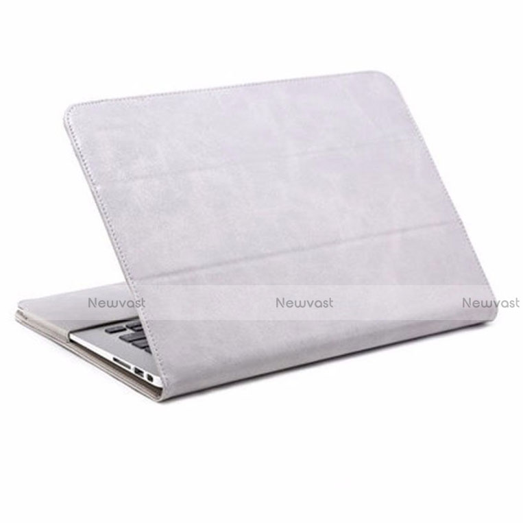 Leather Case Stands Flip Cover Holder for Apple MacBook Air 13 inch (2020) Gray