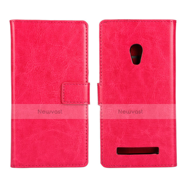 Leather Case Stands Flip Cover Holder for Asus Zenfone 5 Hot Pink