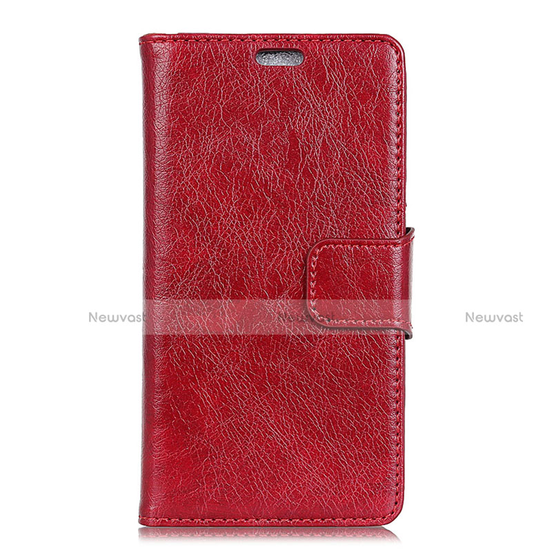 Leather Case Stands Flip Cover Holder for Asus ZenFone V Live Red