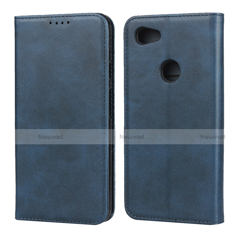 Leather Case Stands Flip Cover Holder for Google Pixel 3a Blue