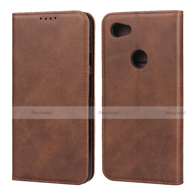 Leather Case Stands Flip Cover Holder for Google Pixel 3a Brown