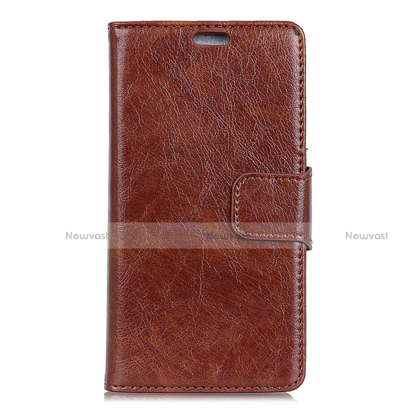 Leather Case Stands Flip Cover Holder for HTC U12 Plus Brown