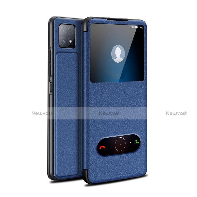 Leather Case Stands Flip Cover Holder for Huawei Enjoy 20 5G Blue