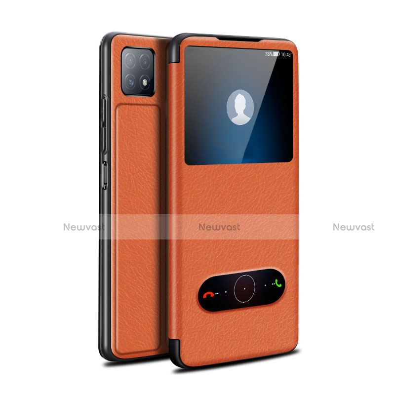 Leather Case Stands Flip Cover Holder for Huawei Enjoy 20 5G Orange