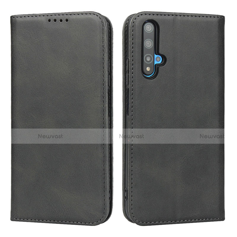 Leather Case Stands Flip Cover Holder for Huawei Honor 20S Black