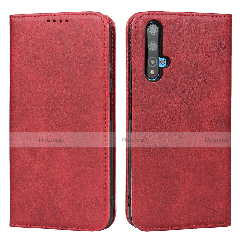 Leather Case Stands Flip Cover Holder for Huawei Honor 20S Red