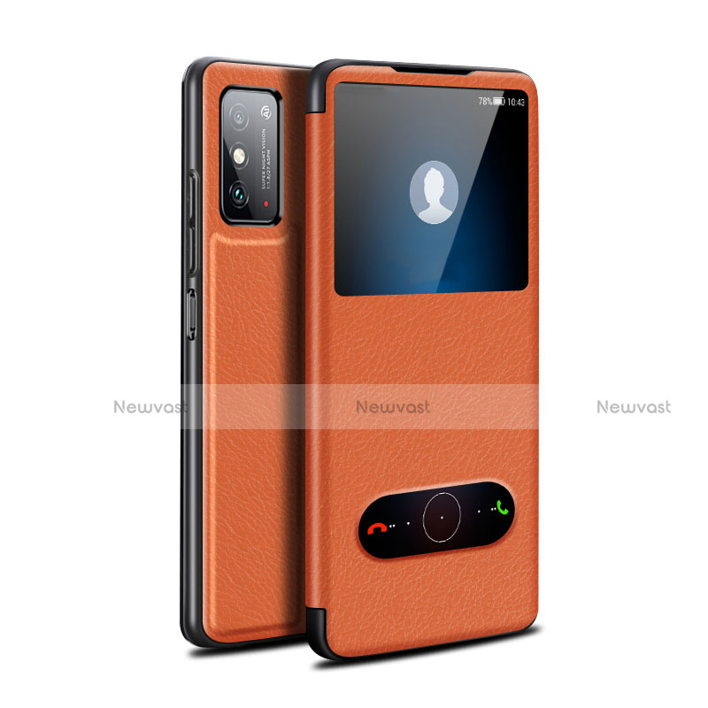 Leather Case Stands Flip Cover Holder for Huawei Honor X10 Max 5G Orange