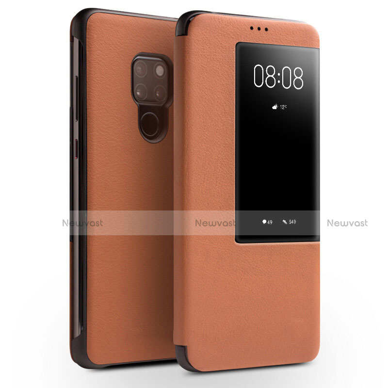 Leather Case Stands Flip Cover Holder for Huawei Mate 20 Orange