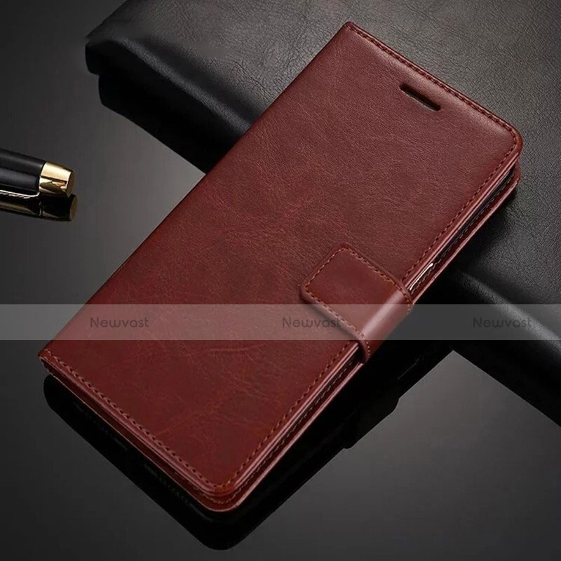 Leather Case Stands Flip Cover Holder for Huawei Nova 6 5G Brown