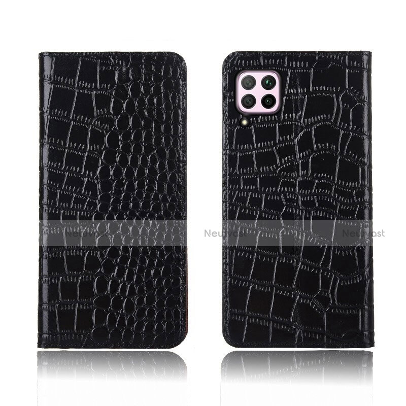 Leather Case Stands Flip Cover Holder for Huawei Nova 7i Black