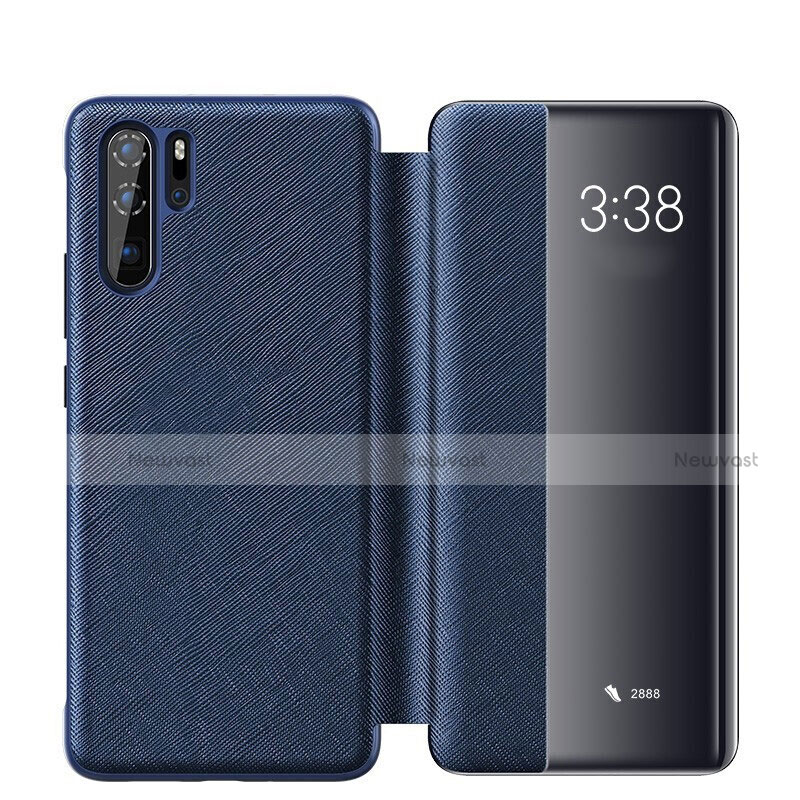 Leather Case Stands Flip Cover Holder for Huawei P30 Pro Blue