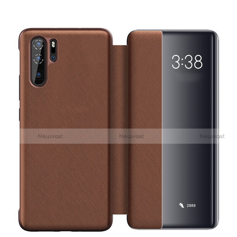 Leather Case Stands Flip Cover Holder for Huawei P30 Pro New Edition Brown