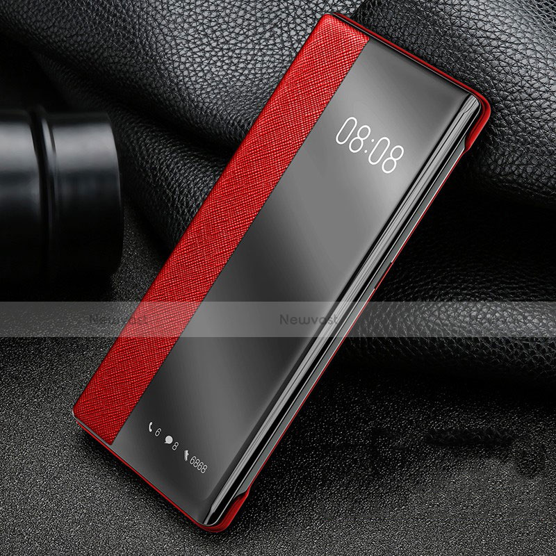 Leather Case Stands Flip Cover Holder for Huawei P40 Red