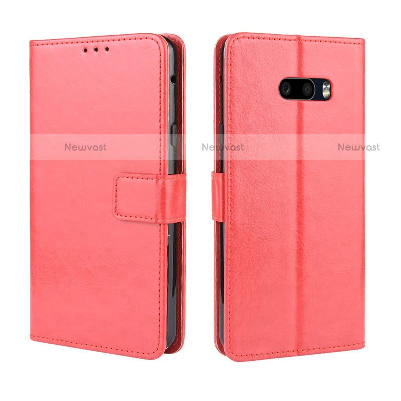 Leather Case Stands Flip Cover Holder for LG G8X ThinQ Red