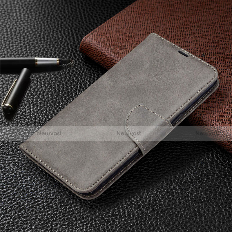 Leather Case Stands Flip Cover Holder for LG K61 Gray