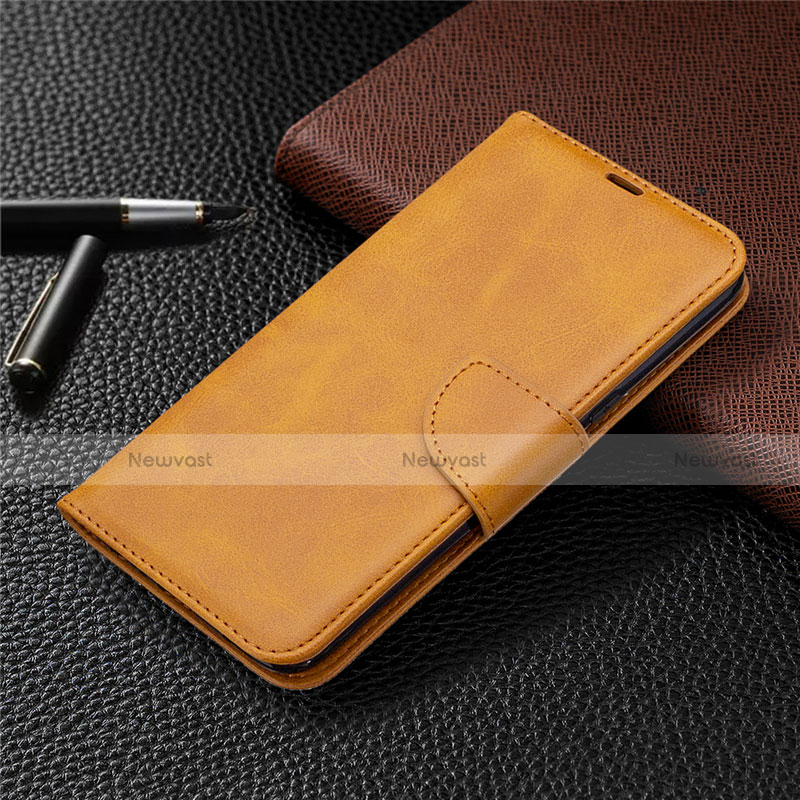 Leather Case Stands Flip Cover Holder for LG K61 Orange