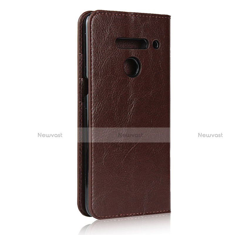 Leather Case Stands Flip Cover Holder for LG V50 ThinQ 5G Brown