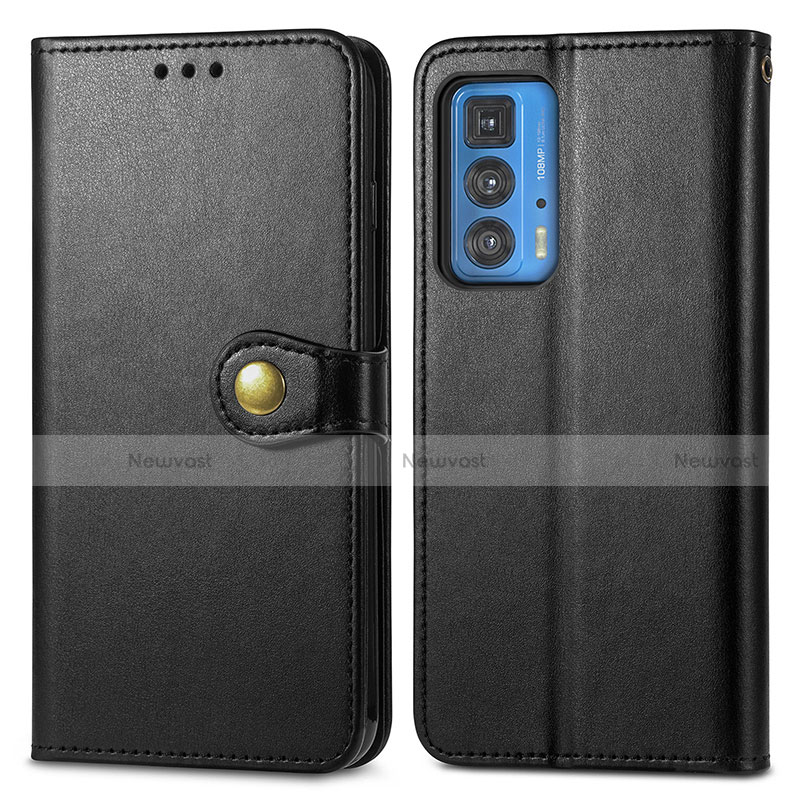 Leather Case Stands Flip Cover Holder for Motorola Moto Edge 20 Pro 5G Black