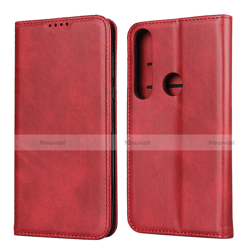 Leather Case Stands Flip Cover Holder for Motorola Moto G8 Plus Red