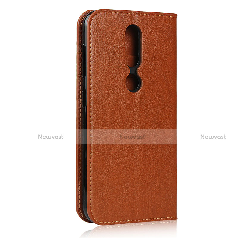 Leather Case Stands Flip Cover Holder for Nokia 4.2 Light Brown