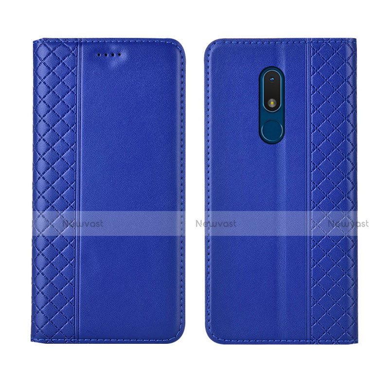 Leather Case Stands Flip Cover Holder for Nokia C3 Blue