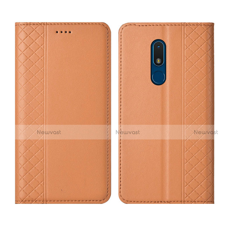 Leather Case Stands Flip Cover Holder for Nokia C3 Orange