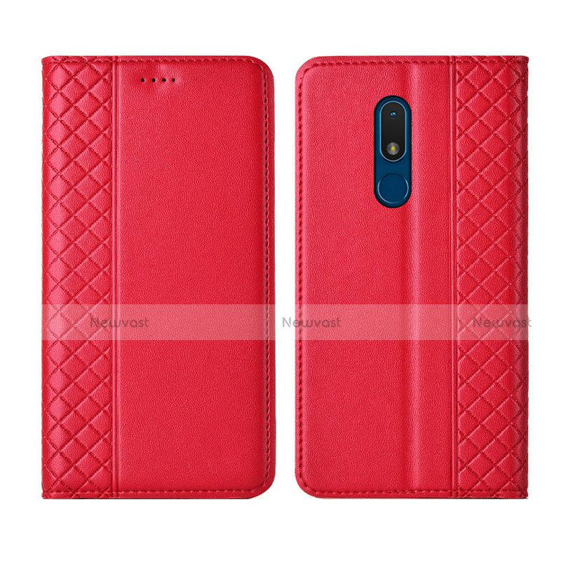 Leather Case Stands Flip Cover Holder for Nokia C3 Red