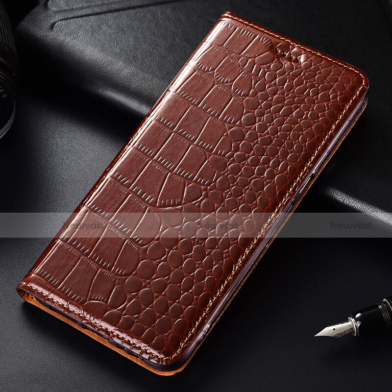 Leather Case Stands Flip Cover Holder for OnePlus 7T Pro 5G Brown