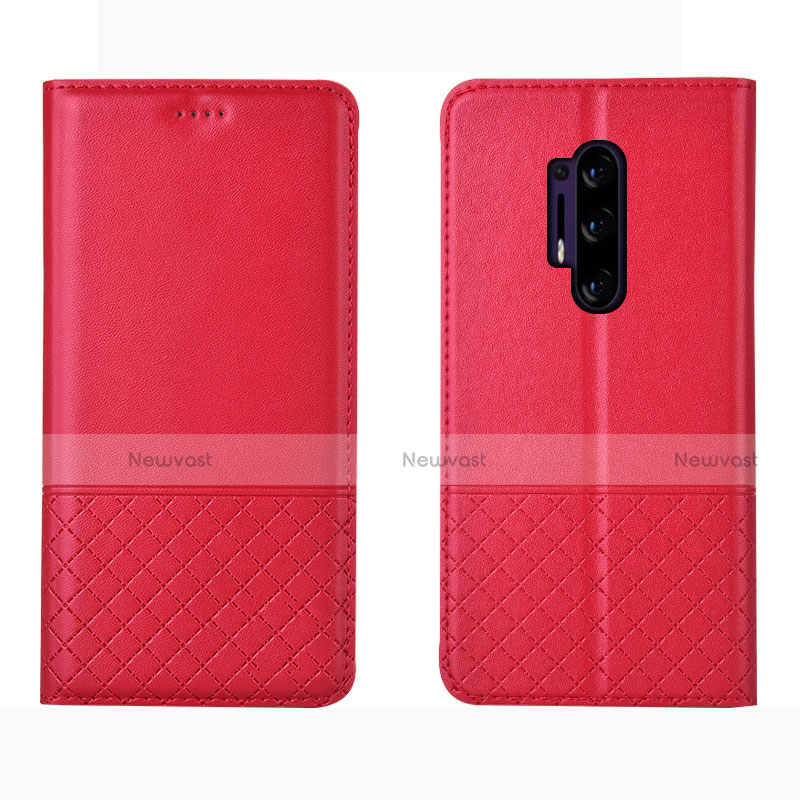 Leather Case Stands Flip Cover Holder for OnePlus 8 Pro Red