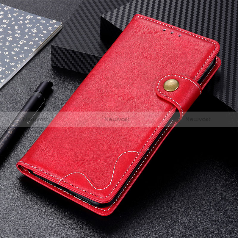 Leather Case Stands Flip Cover Holder for Oppo A11s Red