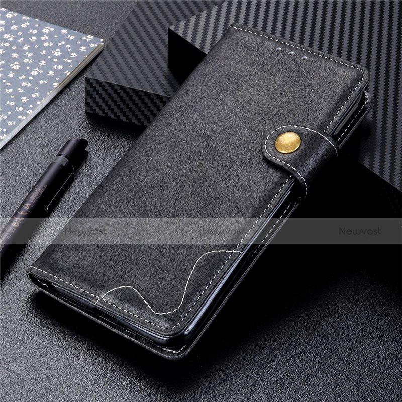 Leather Case Stands Flip Cover Holder for Oppo A32 Black