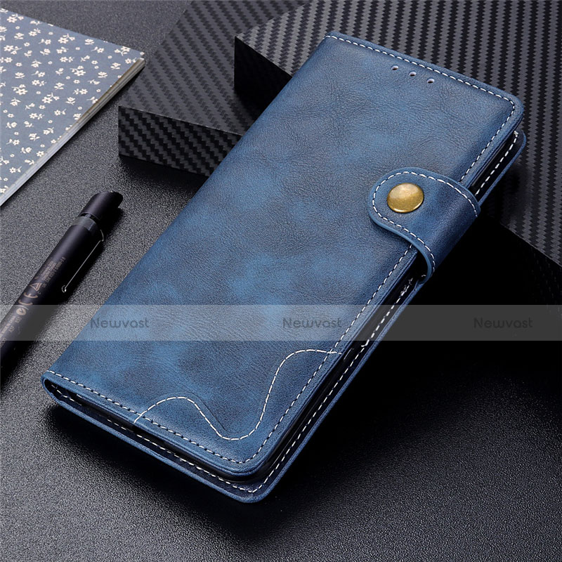 Leather Case Stands Flip Cover Holder for Oppo A53s Blue